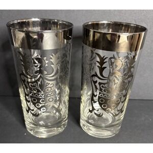 2 Kimiko Silvercrest Knight Coat Of Arms Tumbler Highball Glasses 1960s